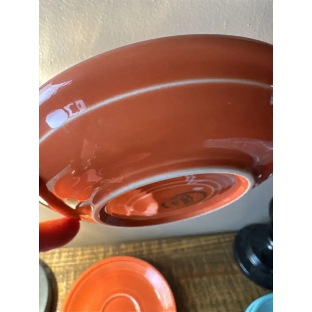 Fiestaware Homer Laughlin 6”cup Saucers Tangerine Orange Set of 4 Lead Free